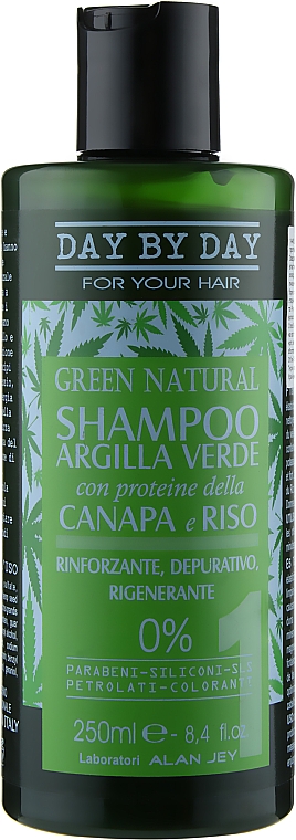 Шампунь с зеленой глиной, протеинами конопли и риса - Alan Jey Green Natural Shampoo — фото N1