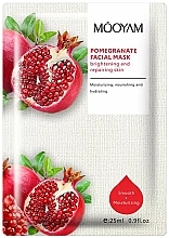 Тканевая маска с гранатом "Осветление и восстановление" - Mooyam Pomegranate Facial Mask — фото N1