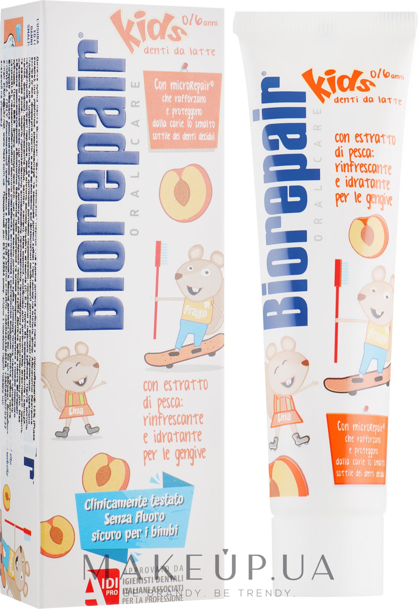 Зубная паста "Веселый мышонок" персик - Biorepair Kids Milk Teeth — фото 50ml