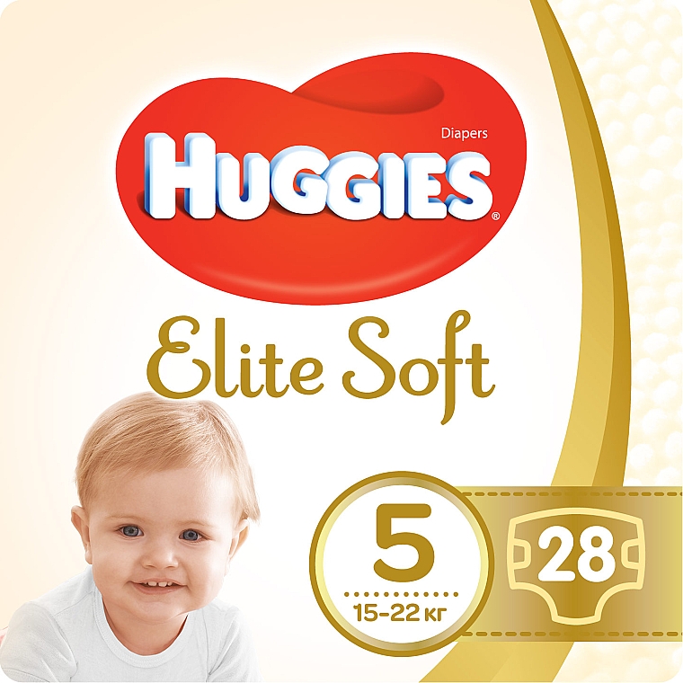 Подгузники "Elite Soft" 5 (15-22кг), 28 шт - Huggies