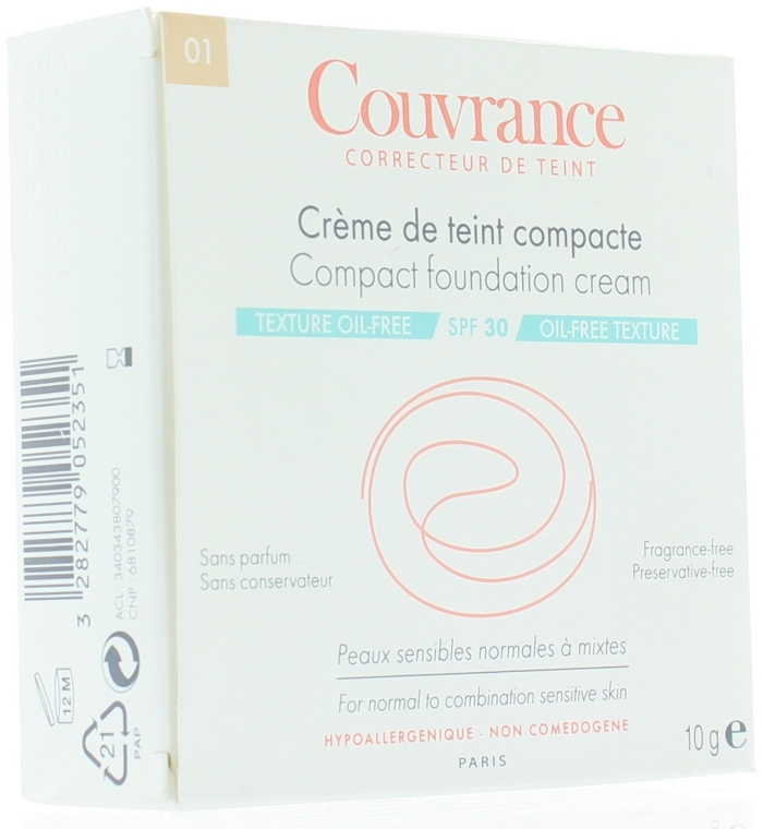 Кремовая пудра-основа без масел - Avene Couvrance Compact Foundation Cream Oil-free SPF 30 — фото N2