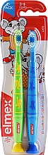 Парфумерія, косметика Дитячі зубні щітки (3-6 років) салатова + блакитна з мавпами, 2 шт. - Elmex Toothbrush