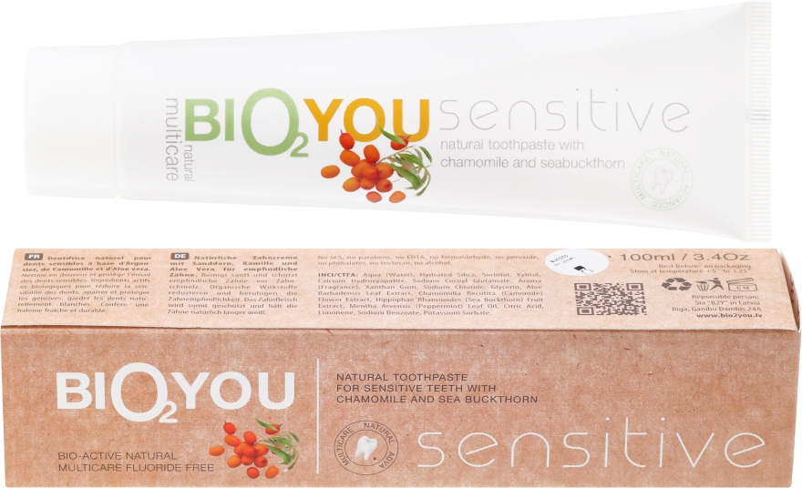 Натуральна зубна паста для чутливих зубів - Bio2You Natural Sensitive Toothpaste — фото N1