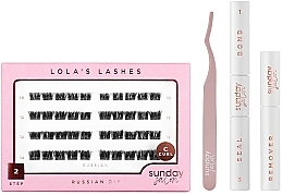 Набор - Lola's Lashes Russian Diy Lash Extensions Starter Set (bond/seal/2x3.5ml + remover/4ml + eyelashes/40pcs + applicator/1pcs) — фото N1