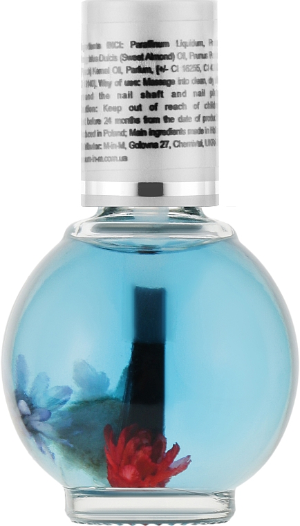 Олія для кутикули з пензлем і сухоцвітом, ваніль - M-in-M Vanilla Sky Blue — фото N2