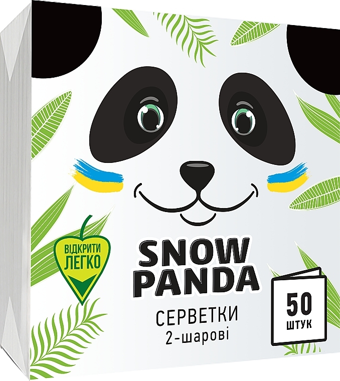 Серветки паперові двошарові, 50шт - Сніжна панда