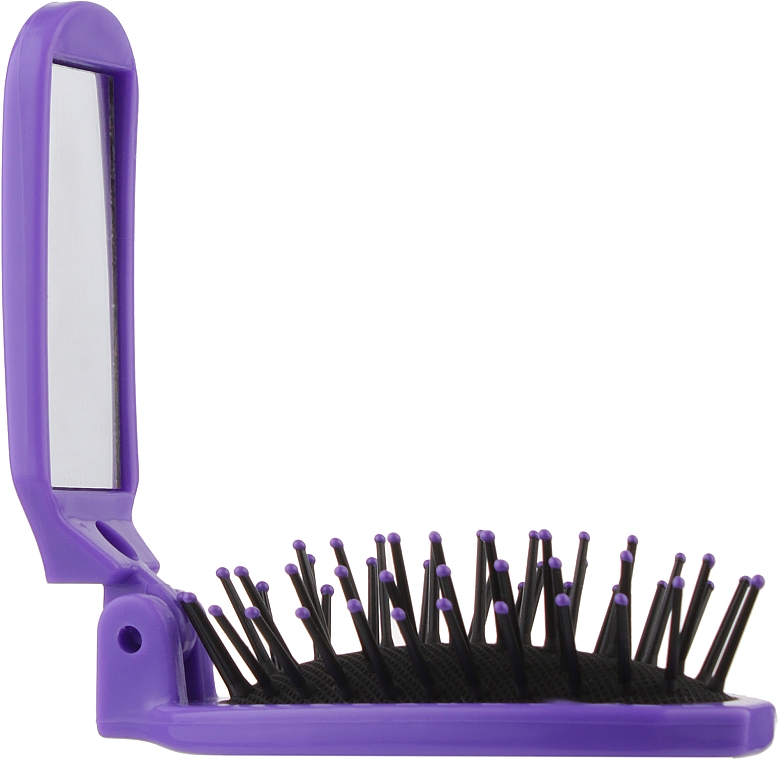 Щітка для волосся складна з дзеркалом, 499426, фіолетова - Inter-Vion — фото N2