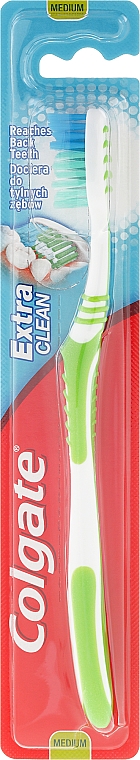 Зубная щетка средней жесткости "Extra Clean", зеленая - Colgate Extra Clean Medium — фото N2