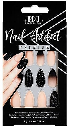 Набор накладных ногтей - Ardell Nail Addict Premium Artifical Nail Set Black Stud & Pink Ombre — фото N1