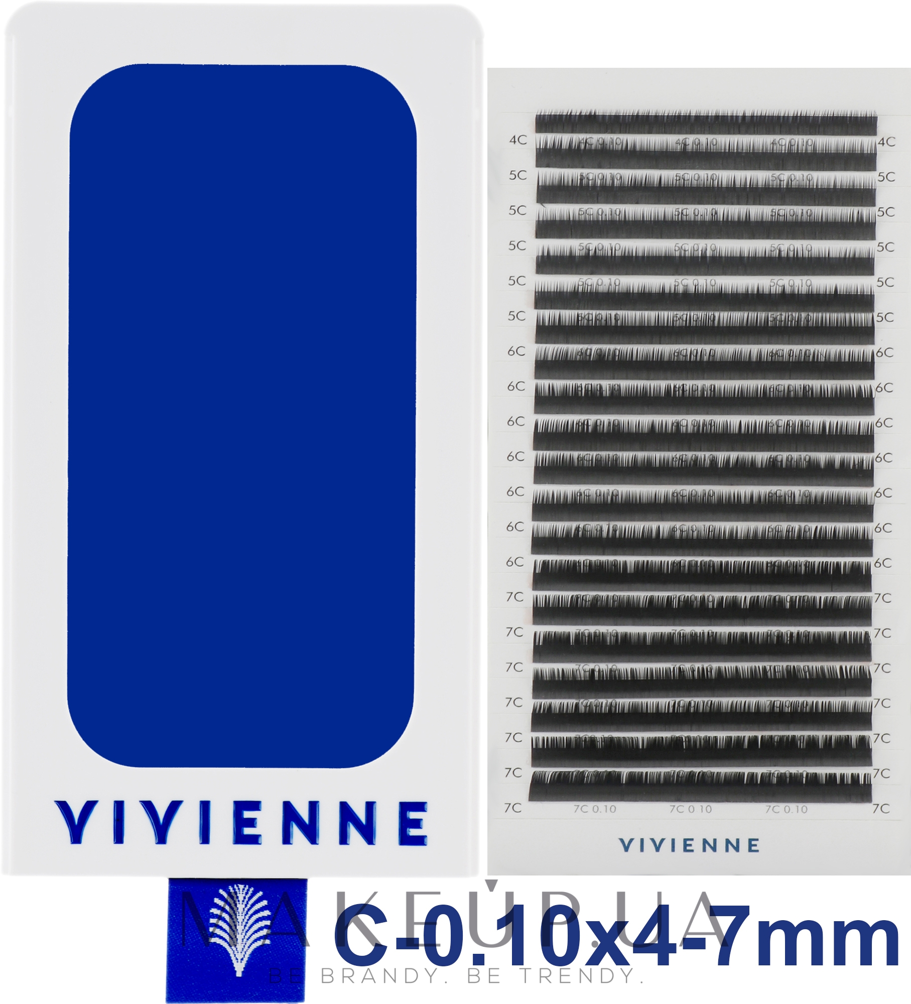 Накладные ресницы "Elite", черные, 20 линий (mix, 0,1, С, 4-7) - Vivienne — фото 1уп