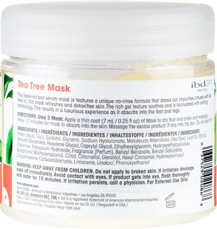 Очищувальна маска для ніг з екстрактом чайного дерева - IBD Spa Tea Tree Purify Pedi Spa Mask — фото N2