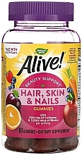 Парфумерія, косметика Добавка з колагеном та біотином для волосся, шкіри та нігтів - Nature's Way Alive! Hair, Skin & Nails Strawberry Gummies