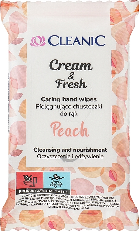 Освежающие влажные салфетки "Персик" - Cleanic Cream & Fresh Peach — фото N1