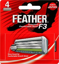 Парфумерія, косметика Змінні касети з потрійним лезом "F3", 4 шт. - Feather F3 Triple Blade 4 Cartridges