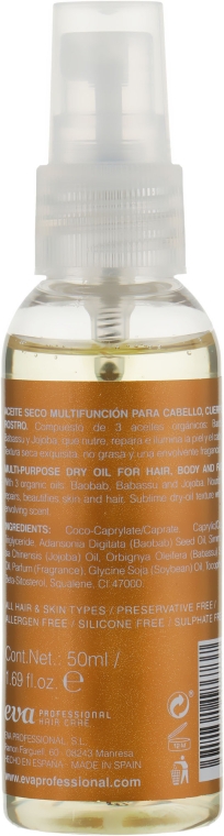 Сухое масло для волос, тела и лица - Eva Professional Capilo Hydra In Summum Beauty Oil #73 — фото N2