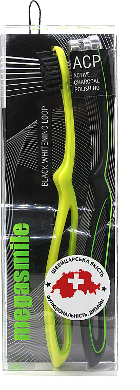 Зубна щітка «Блек Вайтенінг Loop», чорна + салатова - Megasmile Black Whiteninng Loop — фото N1