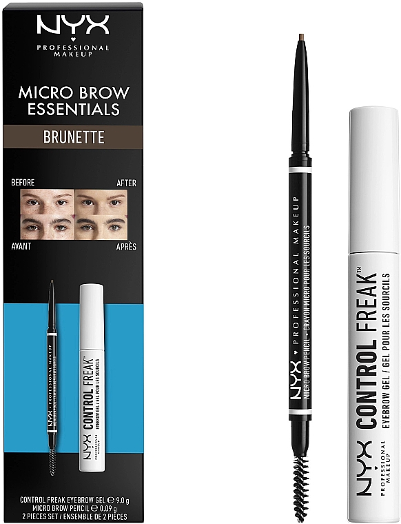 Набір - NYX Professional Makeup Micro Brow Essentials (pencil/0.09g + gel/9g) — фото N1