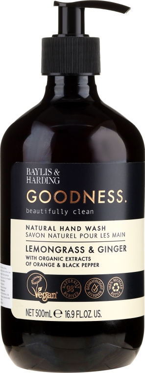 Жидкое мыло для рук - Baylis & Harding Goodness Lemongrass & Ginger Natutal Hand Wash — фото N1