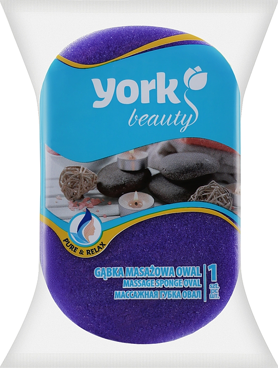 Губка для ванни та масажу, овал, фіолетова - York — фото N1