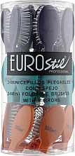 Набор раскладных расчесок с зеркальцем 02789, 24 штуки - Eurostil Mini Brush With Mirror  — фото N1