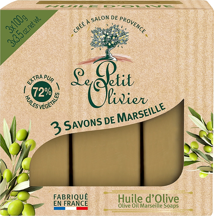 3 традиционных мыла Оливковое масло - Le Petit Olivier 3 traditional Marseille soaps Olive oil