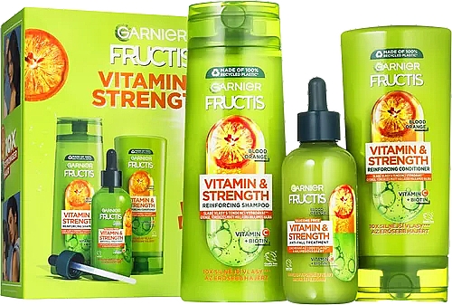 Набір - Garnier Fructis Vitamin & Strength (shm/250ml + cond/200ml + serum/125ml) — фото N1