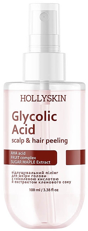 Відлущувальний пілінг для шкіри голови з гліколевою кислотою й екстрактом кленового соку - Hollyskin Glycolic Acid
