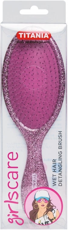 Щетка для влажных волос, массажная, розовая - Titania — фото N1