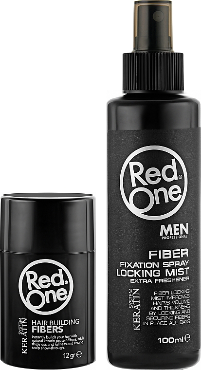 Кератиновый набор для объема волос - Red One Black (h/spray/100ml + h/pow/12g) — фото N2