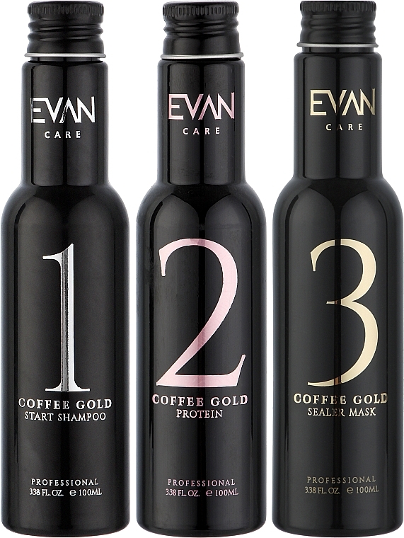 Набір - Evan Care Protein Coffee Gold Minikit (h/shampoo/mini/100ml + protein/mini/100ml + h/mask/mini/100ml) — фото N2