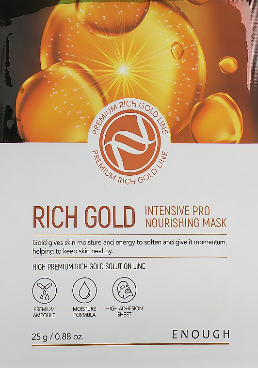 Тканинна маска для обличчя на основі іонів золота - Enough Rich Gold Intensive Pro Nourishing Mask Pack — фото N1
