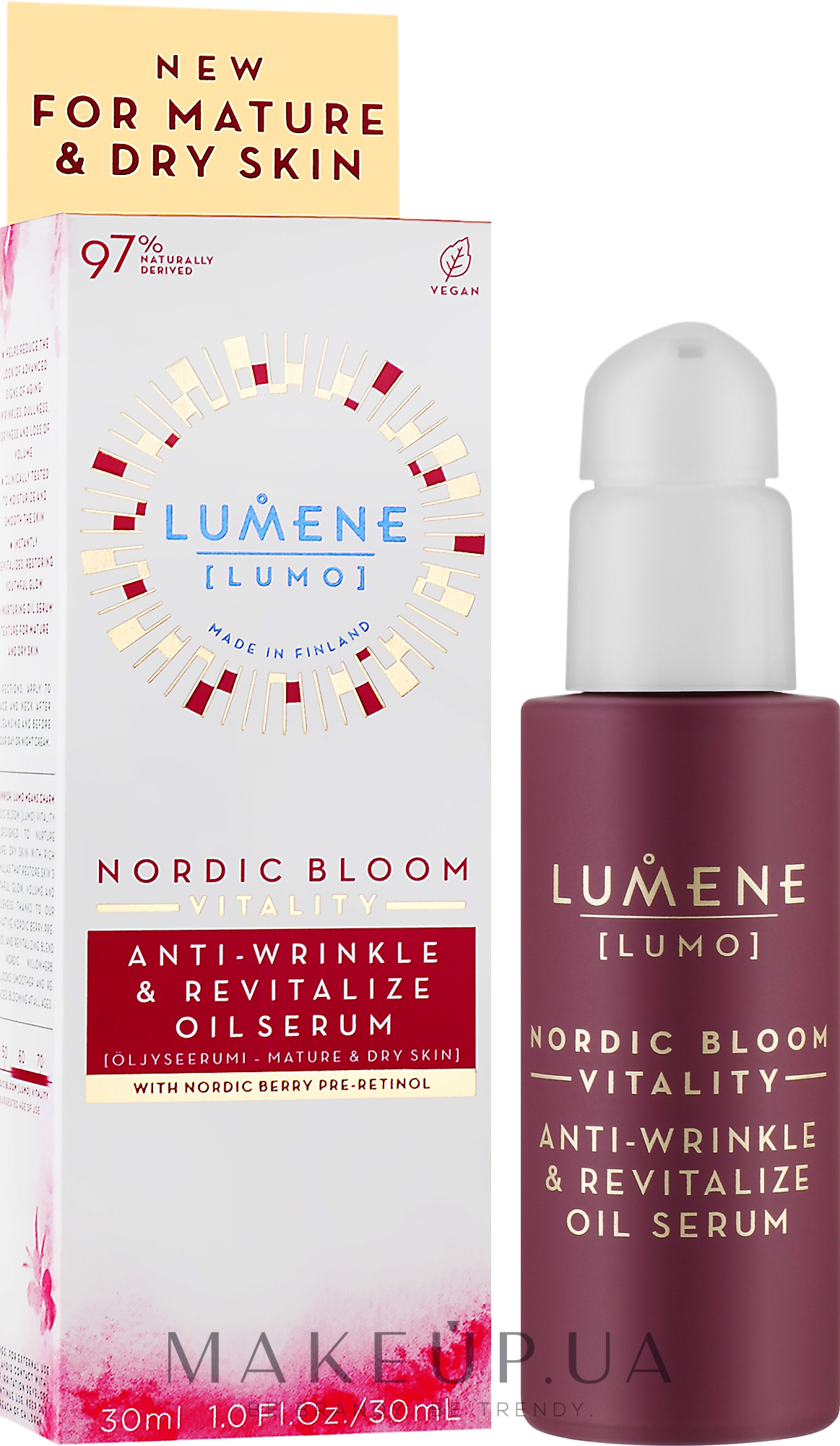 Олійна сироватка для обличчя від зморщок - Lumene Nordic Bloom Vitality Anti-Wrinkle & Revitalize Oil Serum — фото 30ml
