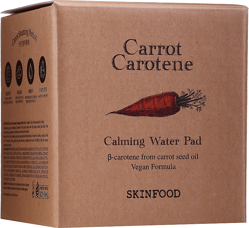 Подушечки для обличчя з морквою й каротином - Skinfood Carrot Carotene Calming Water Pad — фото N2