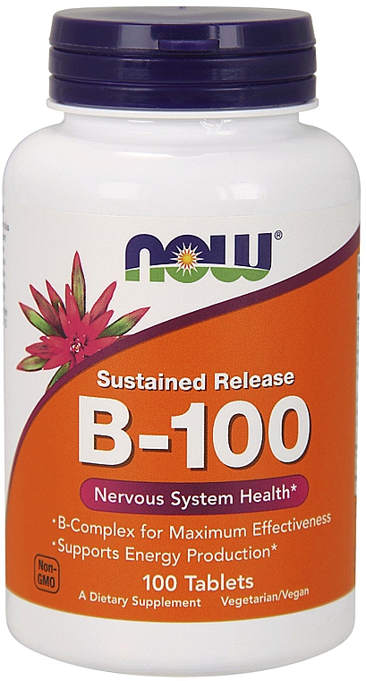 Витамин B-100 длительного действия - Now Foods Vitamin B-100 Sustained Release Tablets — фото N1