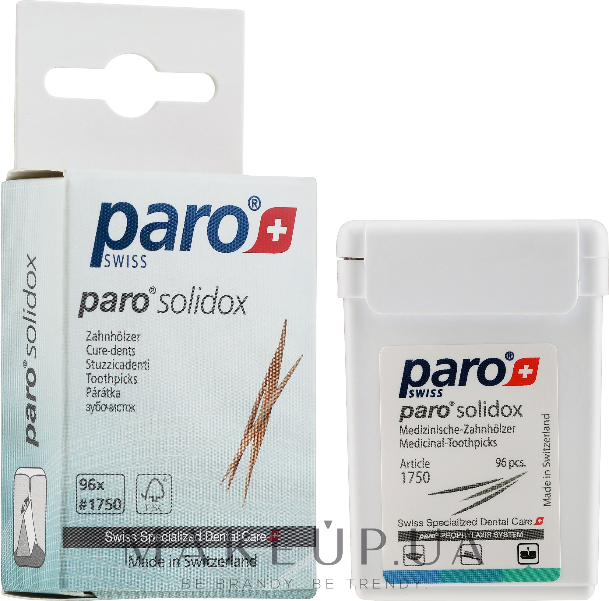 Медицинские двухсторонние зубочистки - Paro Swiss Solidox — фото 96шт