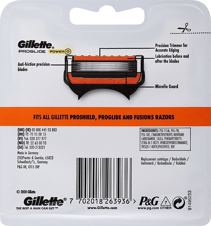 Сменные кассеты для бритья, 8 шт. - Gillette Fusion ProGlide Power — фото N2