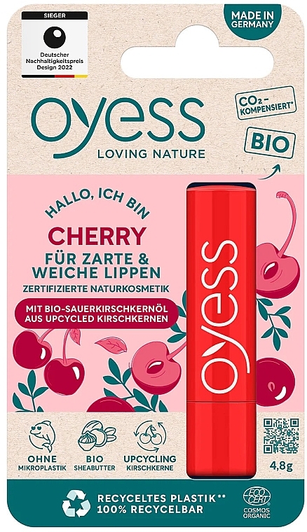Органічна гігієнічна помада на основі масел, зволожувачів і інгредієнтів для догляду за шкірою - Oyess Cherry — фото N2