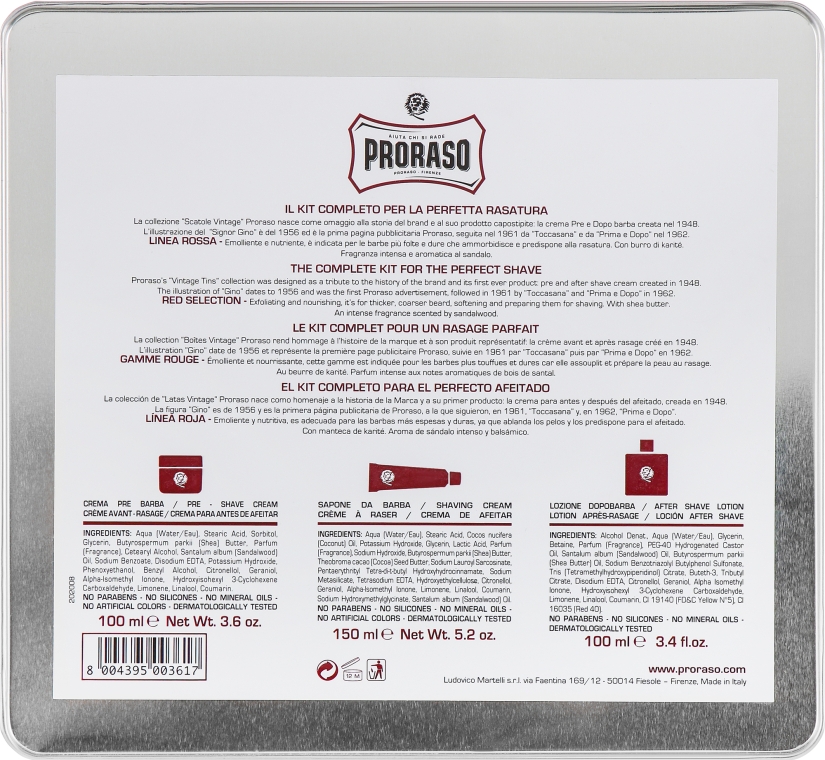 Набор - Proraso Vintage Selection Primadopo (cr/100 ml + sh/cr/150 ml + ash/lot/100 ml) — фото N6