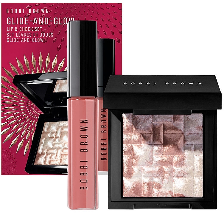 Набор - Bobbi Brown Glide And Glow Lip & Cheek Set (high/powder/3g + lip/gloss/6ml) — фото N1