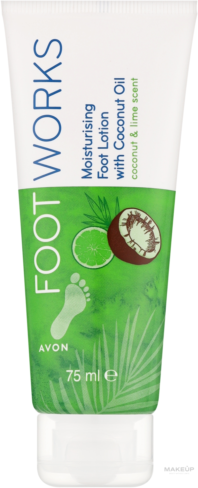 Зволожувальний лосьйон для ніг із кокосовим маслом - Avon Foot Works Coconut & Lime Moisturising Lotion — фото 75ml