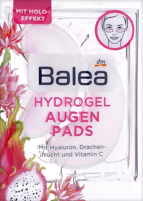Гідрогелеві патчі під очі з гіалуроновою кислотою, фруктом дракона та вітаміном С - Balea Hyaluron, Drachenfrucht & Vitamin C Augenpads — фото N1