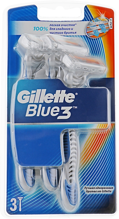 Набор одноразовых станков для бритья, 3шт - Gillette Blue 3 — фото N1