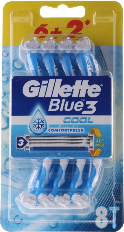 Одноразові бритви - Gillette Blue 3 Cool 6+2 шт — фото N1