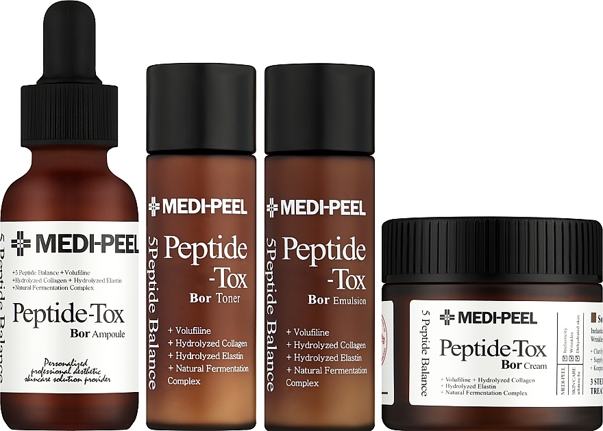 УЦЕНКА Набор - Medi Peel Bor-Tox 5 Peptide Multi Care Kit (toner/30ml + emulsion/30ml + ser/30ml + cr/50g) * — фото N2