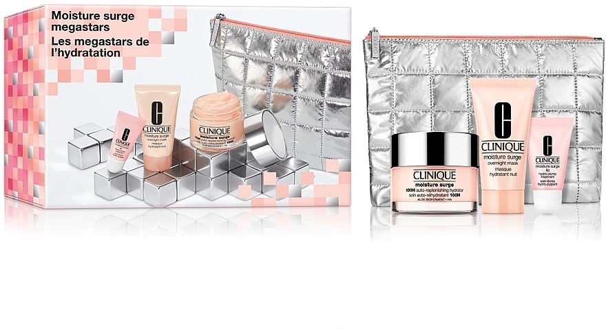 Набір - Clinique Moisture Surge Megastars Set (gel/50ml + mask/30ml + l/balm/7ml + bag) — фото N1