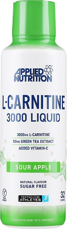 Пищевая добавка "L-Carnitine Liquid 3000 & Green Tea, Sour Apple" - L-Carnitine Liquid 3000 & Green Tea, Sour Apple  — фото N1
