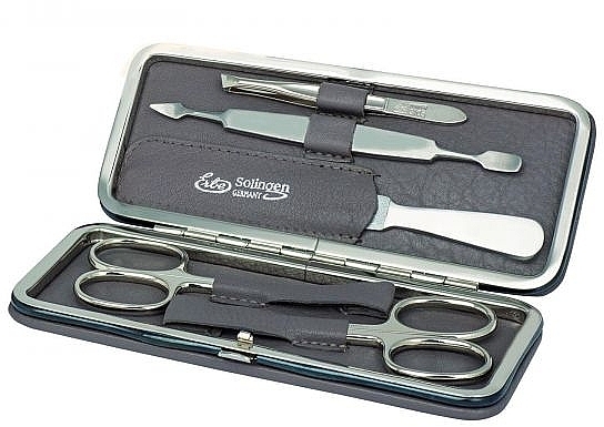 Маникюрный набор, 5 предметов "Siena", застежка клипса, grey - Erbe Solingen Manicure Clip-Top Case — фото N1