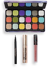Набір - Makeup Revolution Death By Colour Set (mascara/12ml + eye/shadow/18x1.1g + lipstick/2.2g + eye/liner/1ml) — фото N2