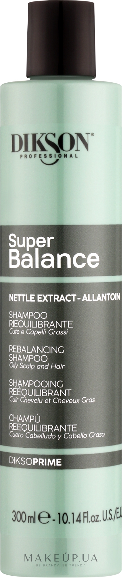 Шампунь себорегулирующий для жирной кожи головы и волос с экстрактом крапивы - Dikson Prime Super Balance Shampoo Intensive Rebalancing — фото 300ml