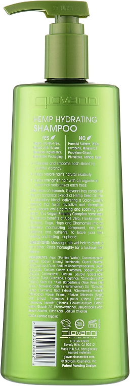Зволожувальний шампунь з коноплями - Giovanni Hemp Hydrating Shampoo — фото N6